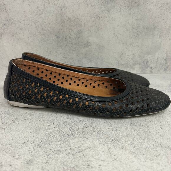 GENTLE SOULS - EUGENE TRAVEL PACKABLE WOVEN BALLET FLAT Black Size 8.5 - Picture 2 of 8